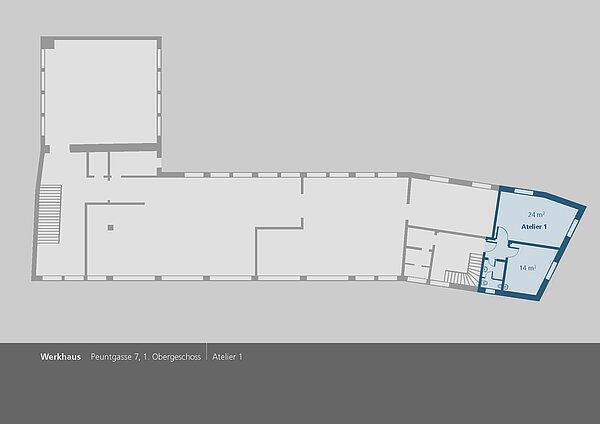 Grundriss des Atelier 1 im Werkhaus Peuntgasse 7 im ersten Obergeschoss
