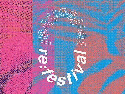 Logo re:festival auf rosa-blauem Hintergrund