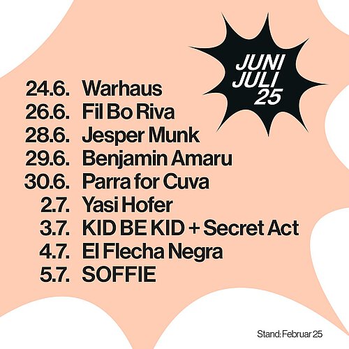 Die Konzerttermine für das st. katharina open air auf weiß-orangen Hintergrund