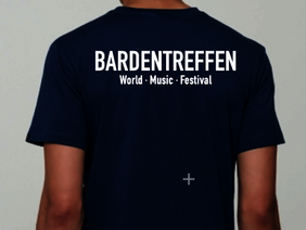 Blaues T-Shirt von hinten mit der Aufschrift Bardentreffen World Music Festival