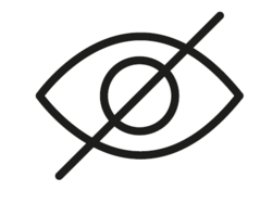 Symbol für Audiodeskriptionen, Auge mit einem Strich