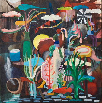 Monika Michalko: The less room you give me, the more space I've got, 2022, Öl auf Leinwand, 155 x 170 cm