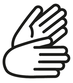 Logo Gebärdensprache, zwei Hände in Bewegung