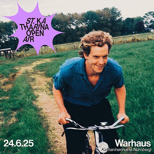 ein Mann fährt auf einem Feldweg Fahrrad + Konzerttermin 24.06. 