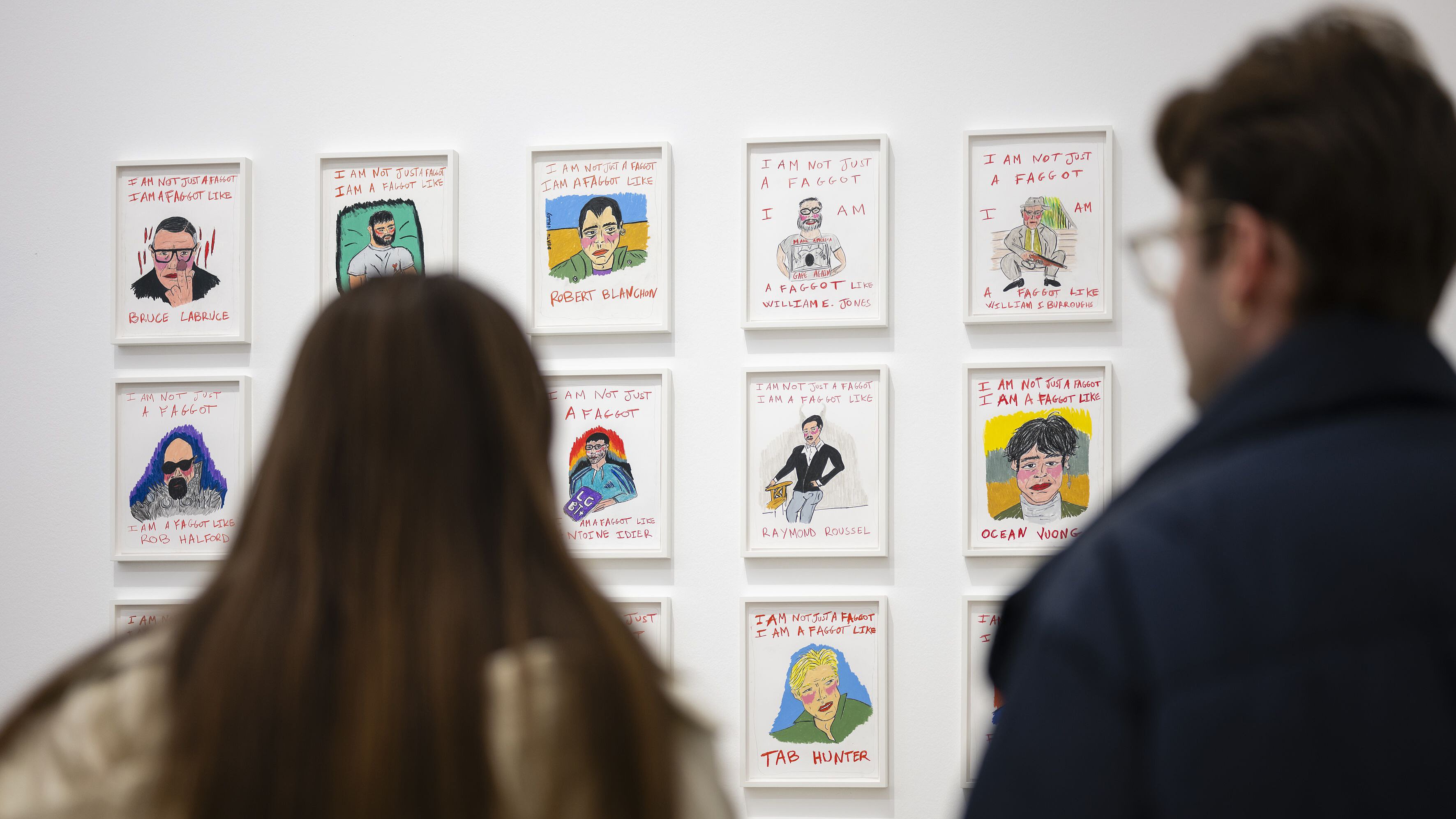 Blick auf die Zeichnungen von Soufiane Ababri in der Ausstellung Who's Afraid Of Stardust?
