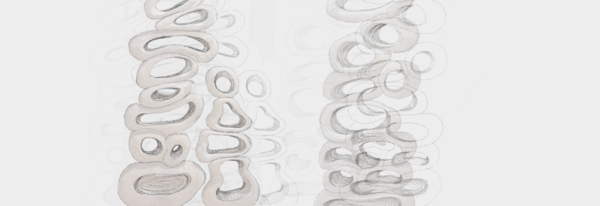 Zeichnung von Hohlkörpern, die turmartig aufeinandergeschichtet sind