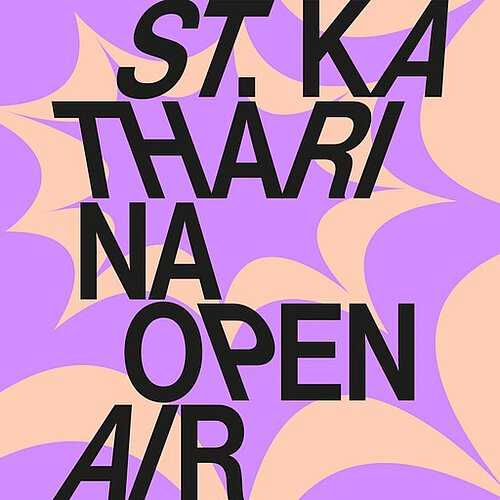 Schriftzug "st. kathrina open air" und im Hintergrund ein lila-orangener Splash